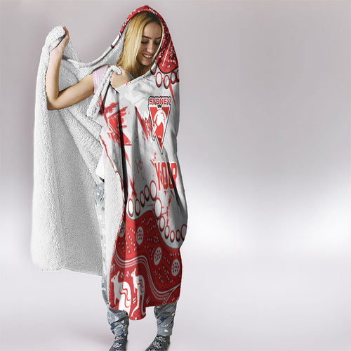 Personalized Sydney Swans Hooded Blanket Aboriginal Pattern with Graffiti Style
