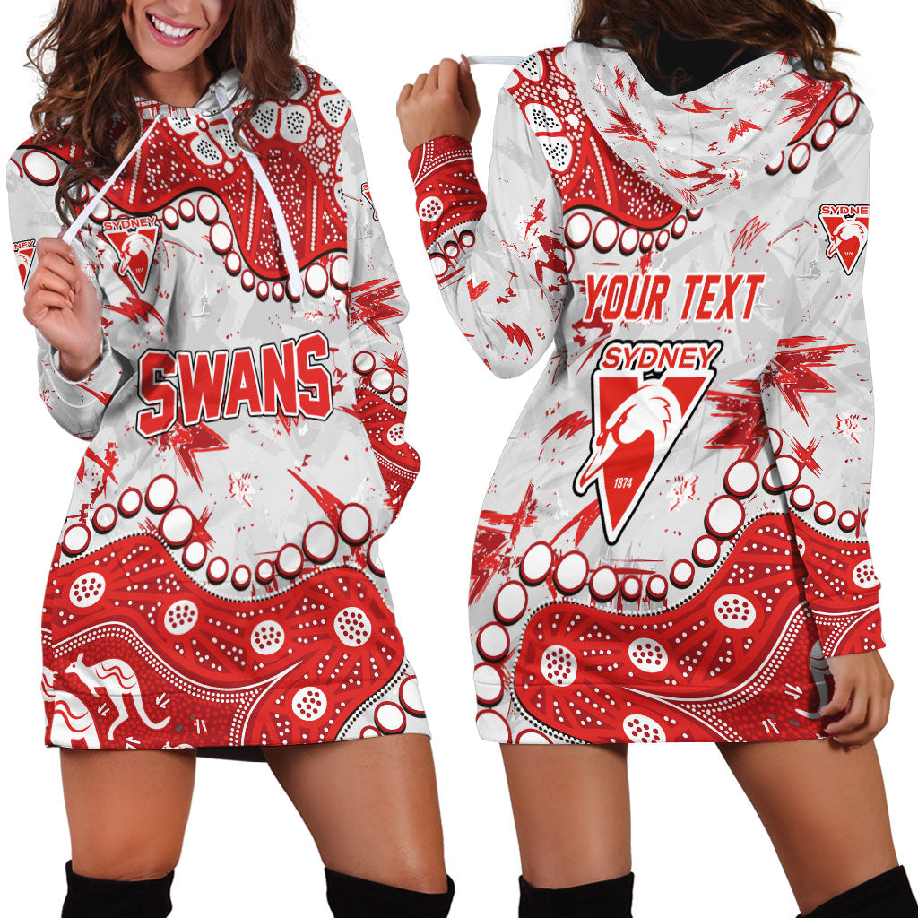 Personalized Sydney Swans Hoodie Dress Aboriginal Pattern with Graffiti Style