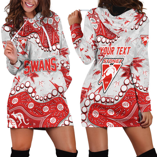 Personalized Sydney Swans Hoodie Dress Aboriginal Pattern with Graffiti Style