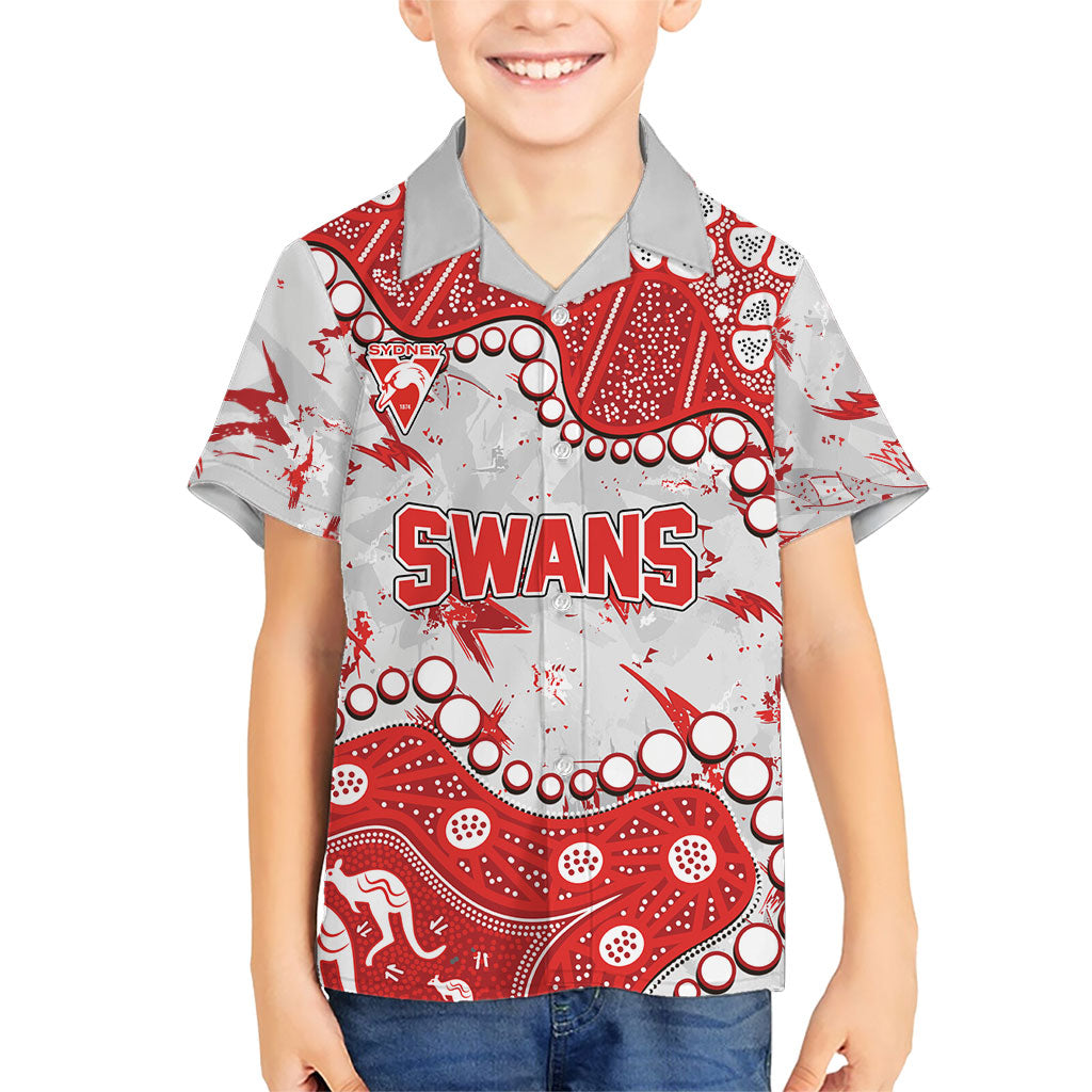 Personalized Sydney Swans Kid Hawaiian Shirt Aboriginal Pattern with Graffiti Style