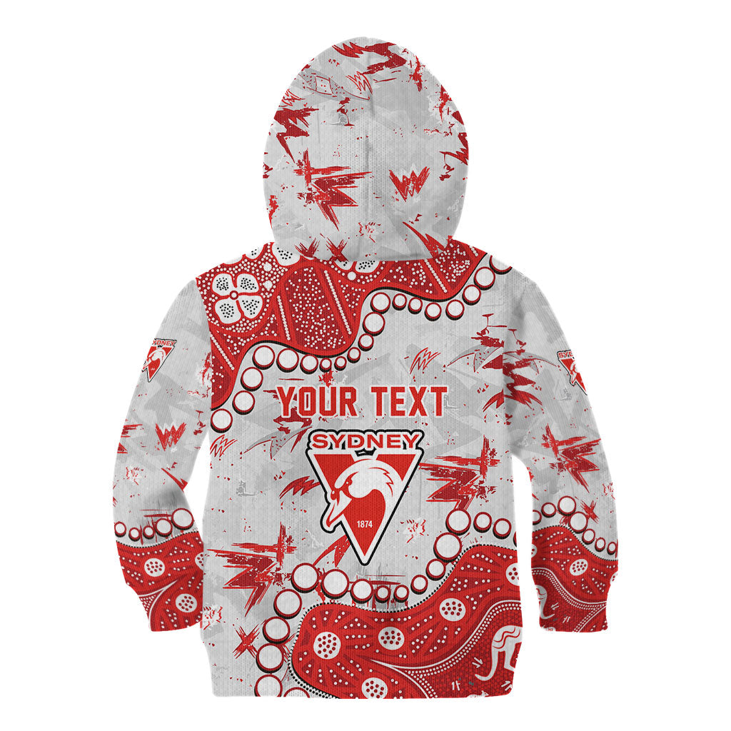 Personalized Sydney Swans Kid Hoodie Aboriginal Pattern with Graffiti Style