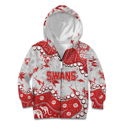 Personalized Sydney Swans Kid Hoodie Aboriginal Pattern with Graffiti Style
