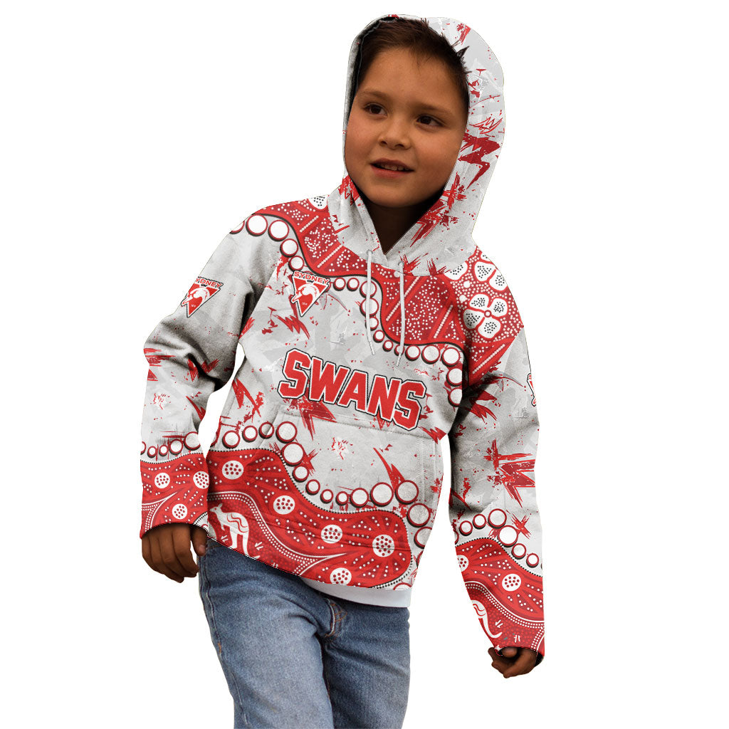 Personalized Sydney Swans Kid Hoodie Aboriginal Pattern with Graffiti Style
