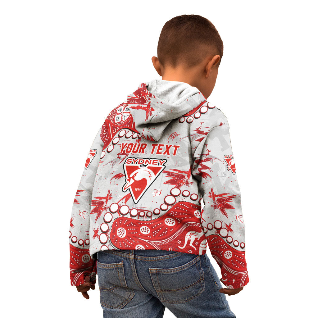 Personalized Sydney Swans Kid Hoodie Aboriginal Pattern with Graffiti Style
