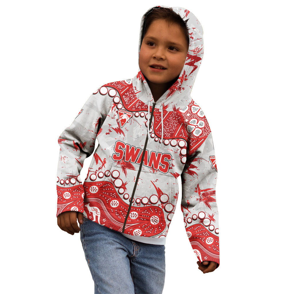 Personalized Sydney Swans Kid Hoodie Aboriginal Pattern with Graffiti Style