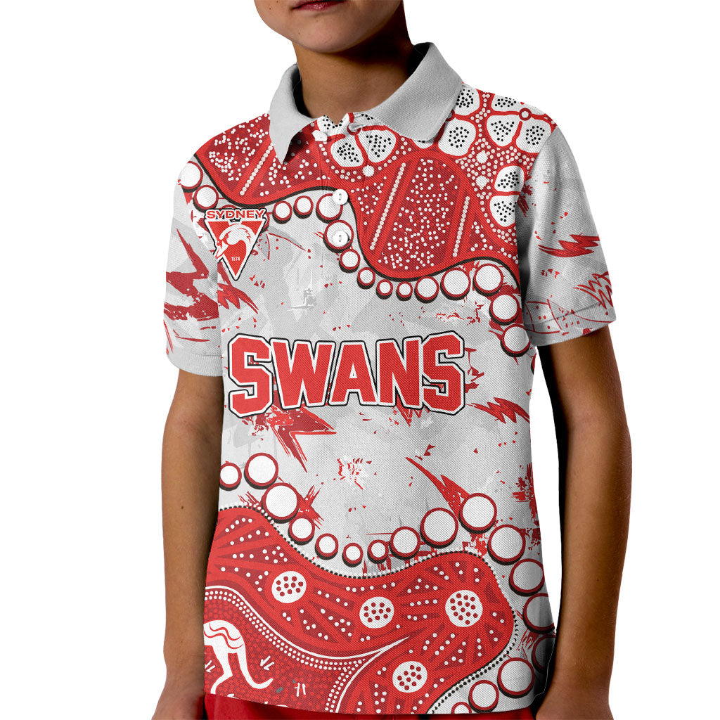 Personalized Sydney Swans Kid Polo Shirt Aboriginal Pattern with Graffiti Style