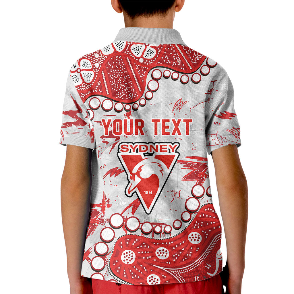 Personalized Sydney Swans Kid Polo Shirt Aboriginal Pattern with Graffiti Style