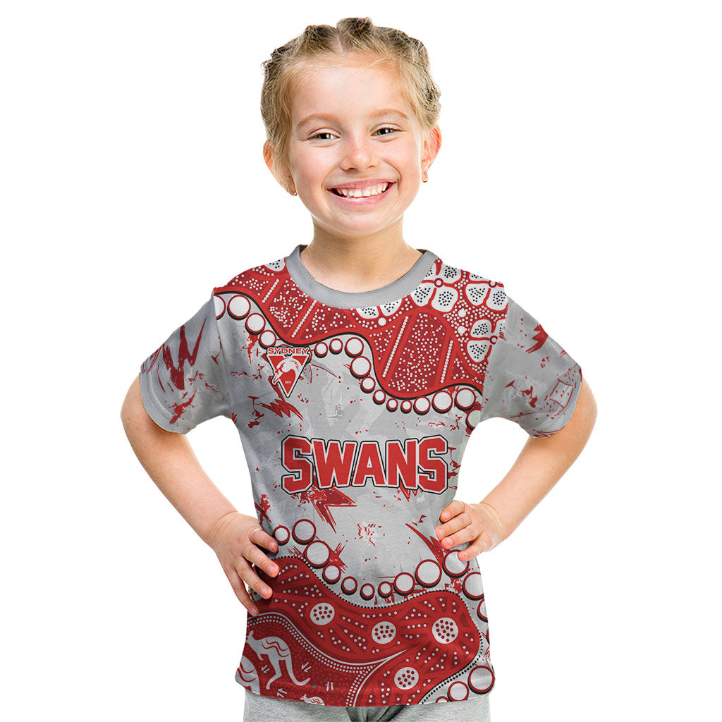 Personalized Sydney Swans Kid T Shirt Aboriginal Pattern with Graffiti Style