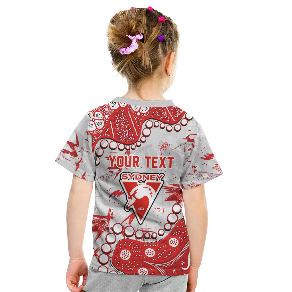 Personalized Sydney Swans Kid T Shirt Aboriginal Pattern with Graffiti Style