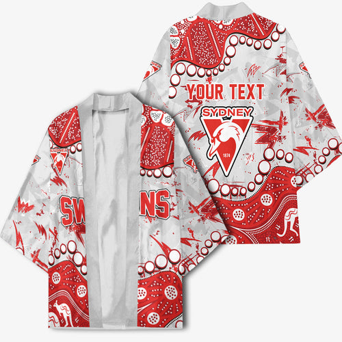 Personalized Sydney Swans Kimono Aboriginal Pattern with Graffiti Style