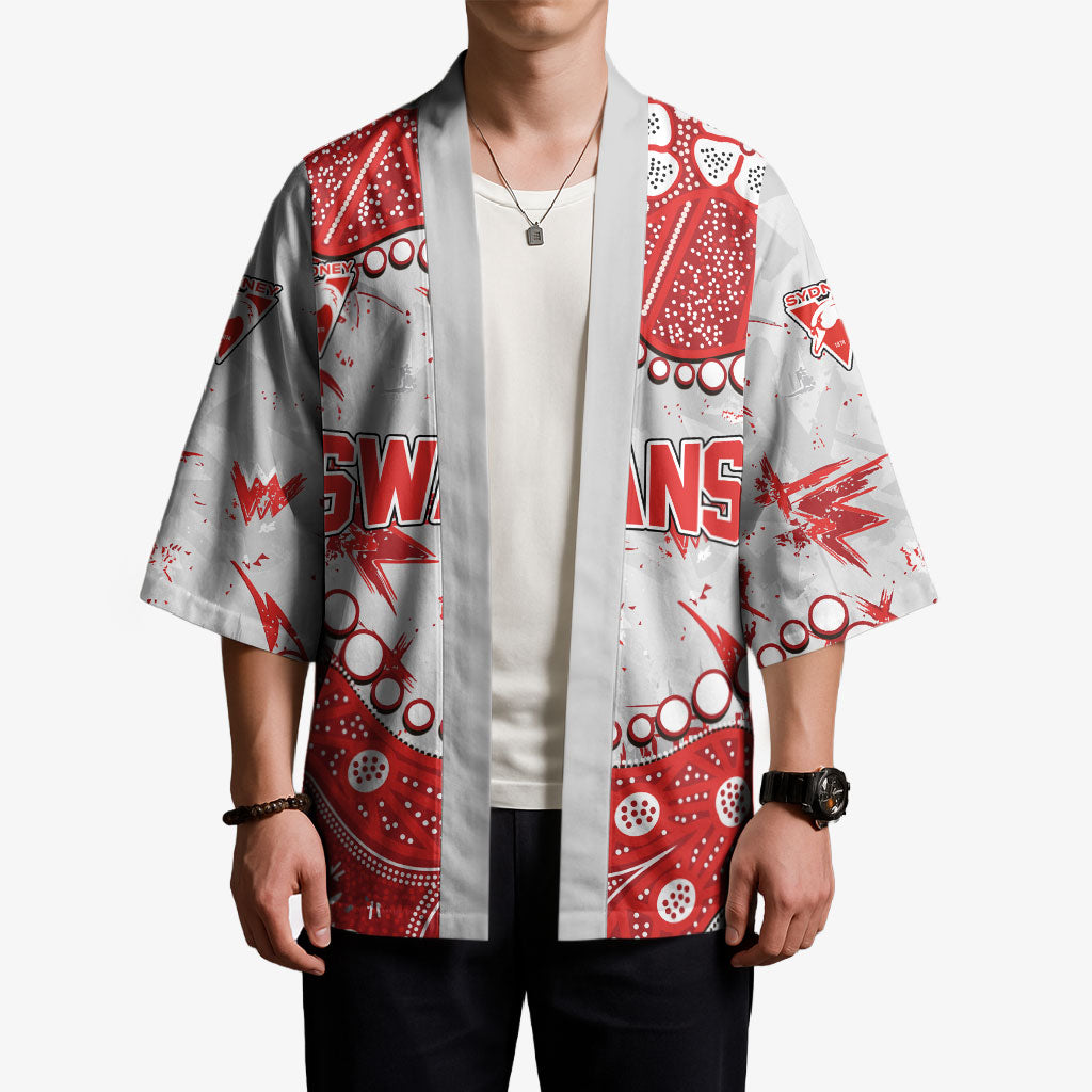 Personalized Sydney Swans Kimono Aboriginal Pattern with Graffiti Style