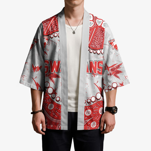 Personalized Sydney Swans Kimono Aboriginal Pattern with Graffiti Style