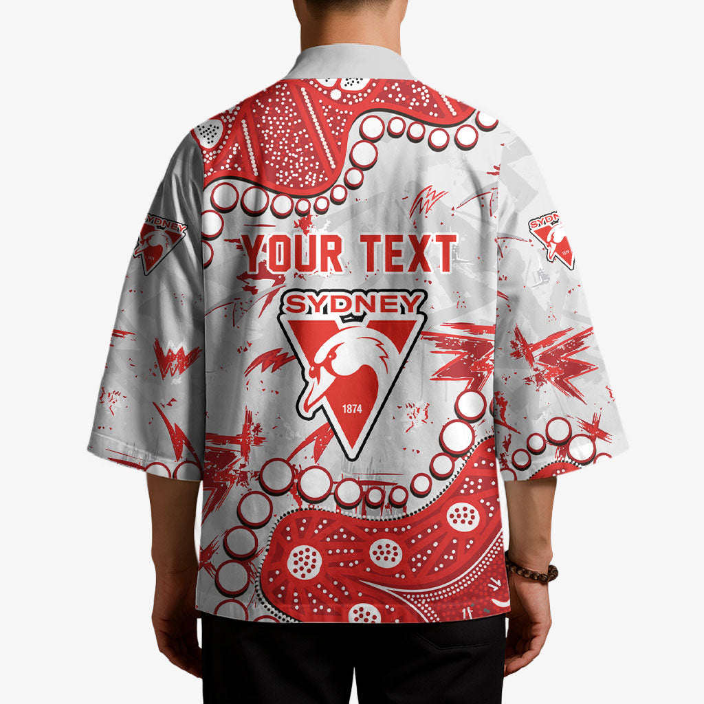 Personalized Sydney Swans Kimono Aboriginal Pattern with Graffiti Style