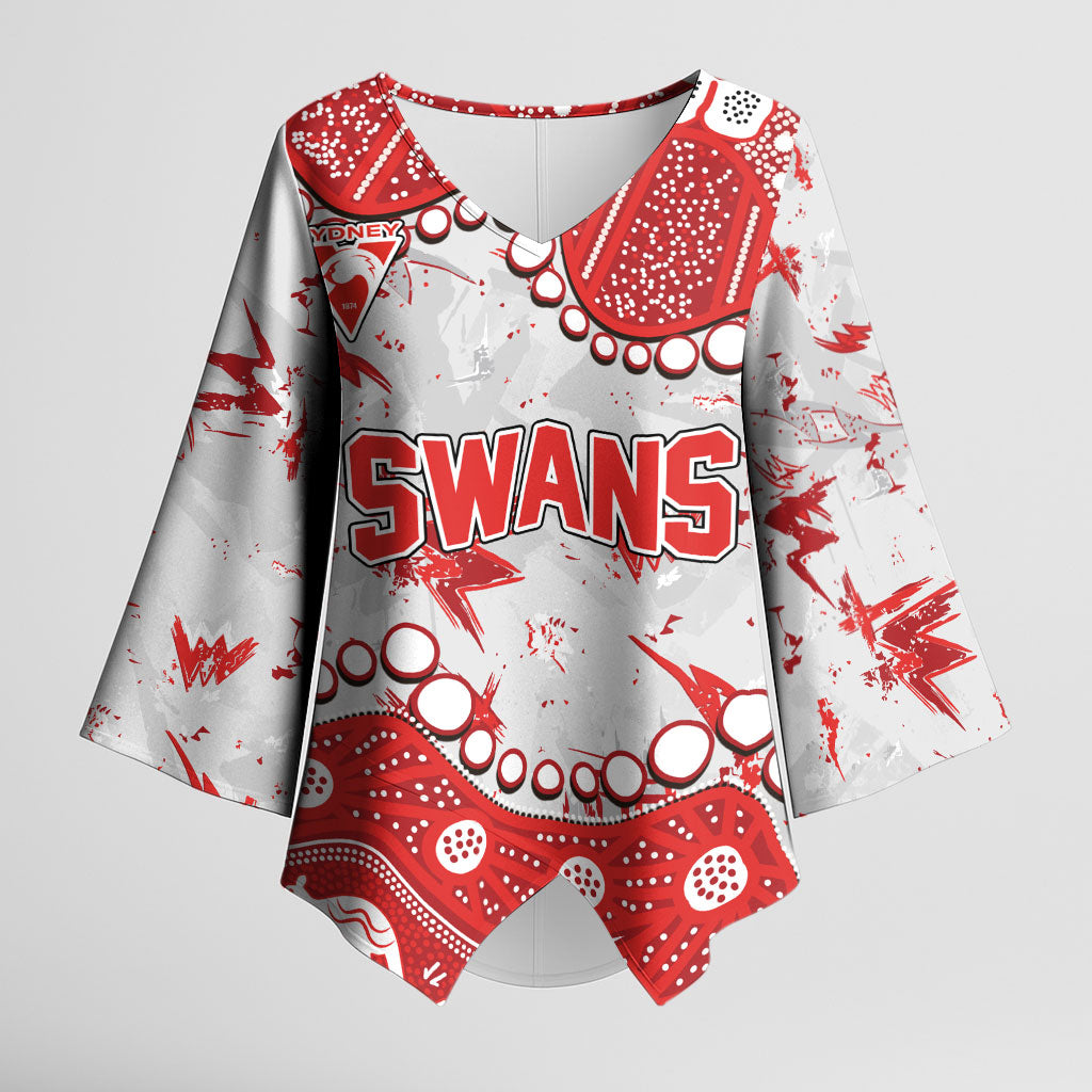 Personalized Sydney Swans Kimono Sleeve Blouse Aboriginal Pattern with Graffiti Style