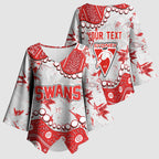Personalized Sydney Swans Kimono Sleeve Blouse Aboriginal Pattern with Graffiti Style