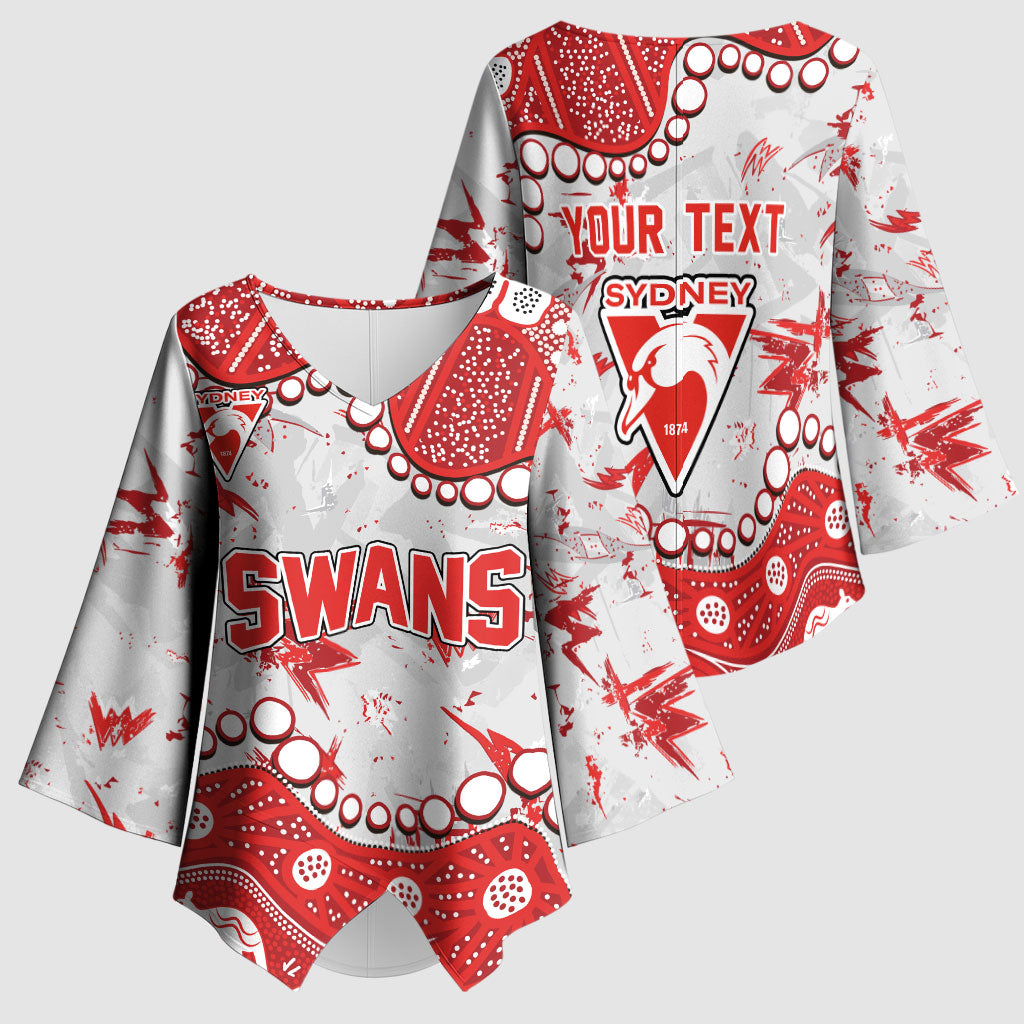 Personalized Sydney Swans Kimono Sleeve Blouse Aboriginal Pattern with Graffiti Style