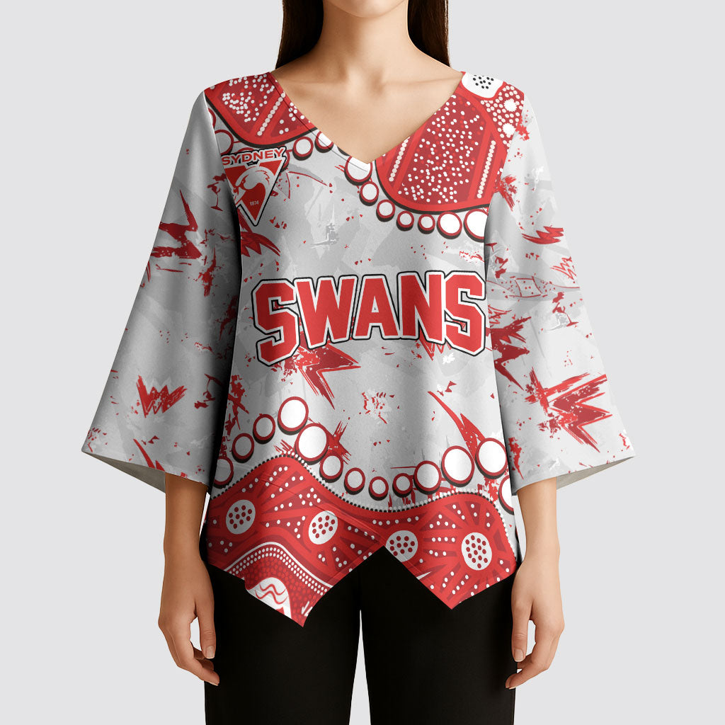 Personalized Sydney Swans Kimono Sleeve Blouse Aboriginal Pattern with Graffiti Style