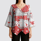 Personalized Sydney Swans Kimono Sleeve Blouse Aboriginal Pattern with Graffiti Style