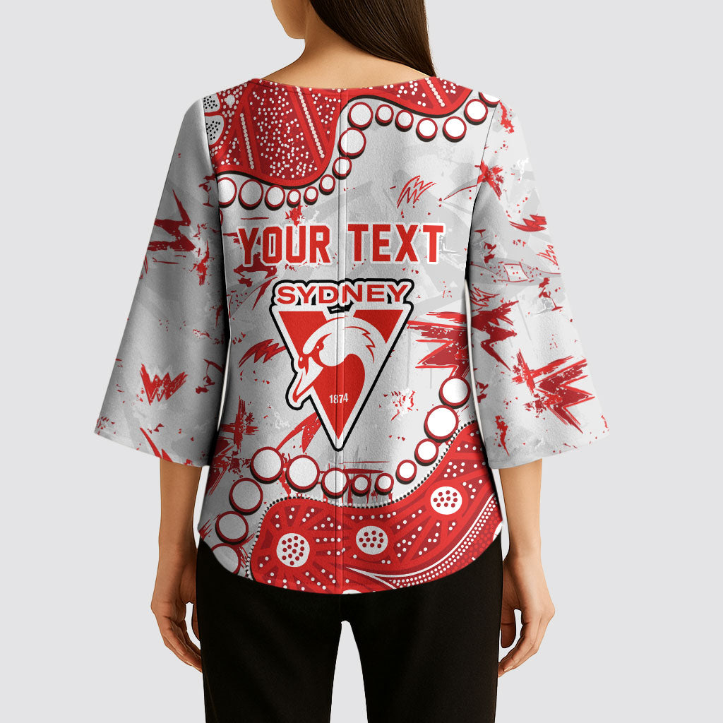 Personalized Sydney Swans Kimono Sleeve Blouse Aboriginal Pattern with Graffiti Style