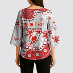 Personalized Sydney Swans Kimono Sleeve Blouse Aboriginal Pattern with Graffiti Style