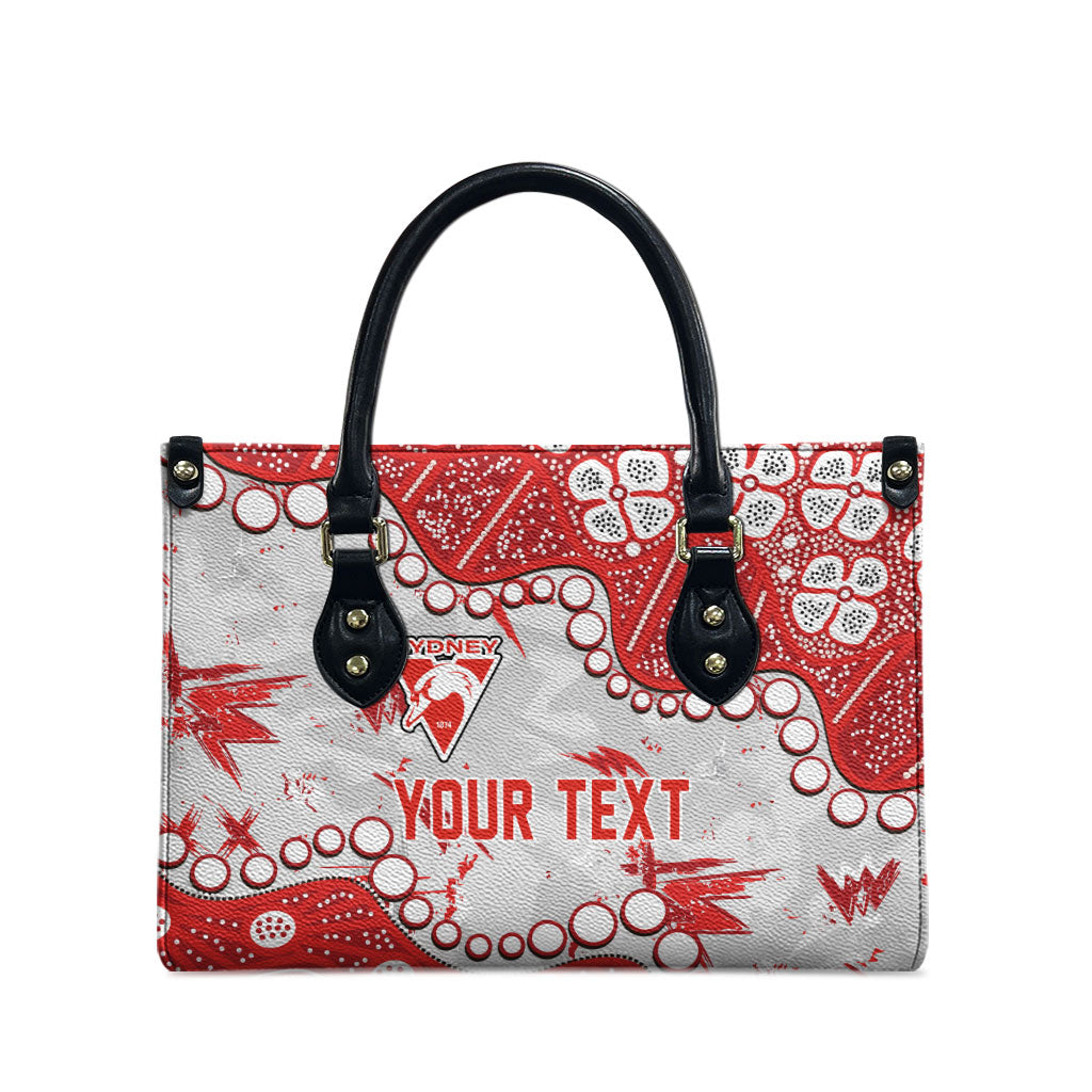 Personalized Sydney Swans Leather Bag Aboriginal Pattern with Graffiti Style