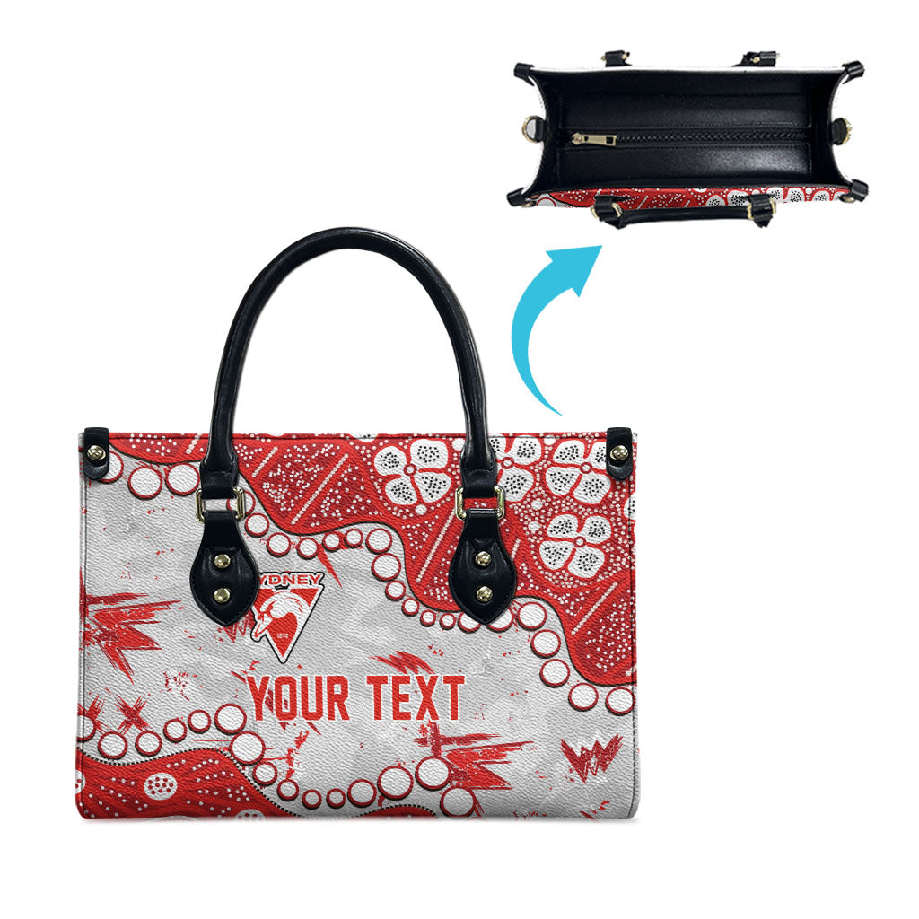Personalized Sydney Swans Leather Bag Aboriginal Pattern with Graffiti Style