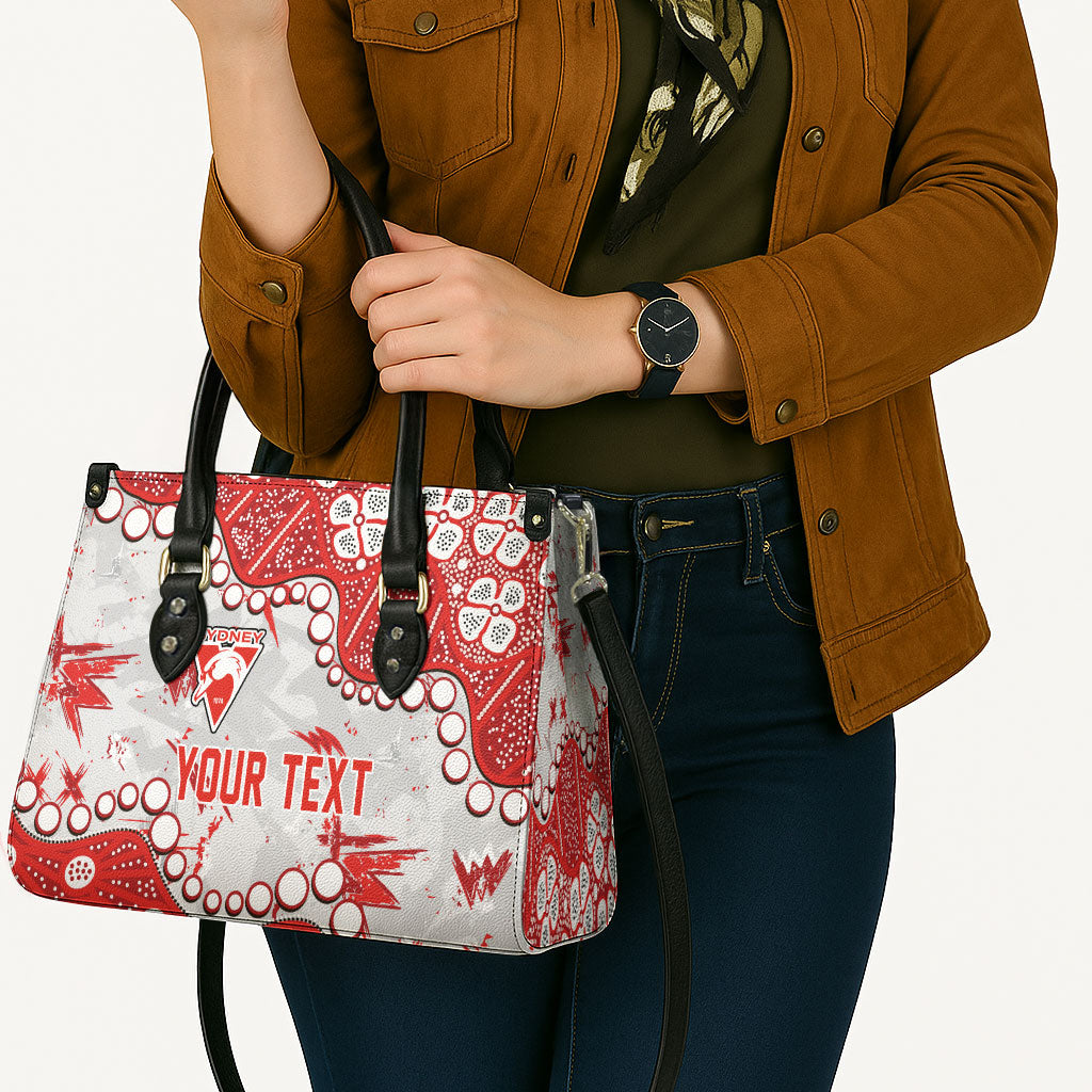 Personalized Sydney Swans Leather Bag Aboriginal Pattern with Graffiti Style