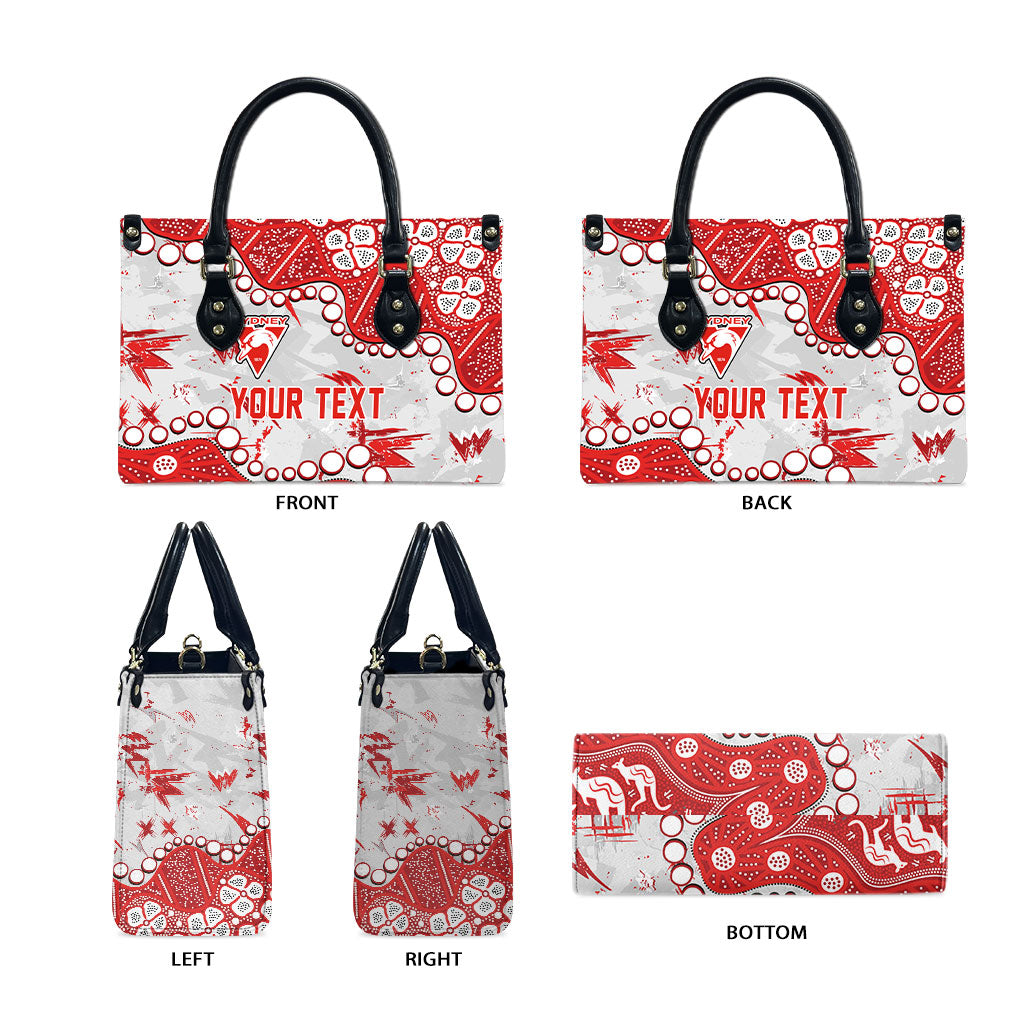 Personalized Sydney Swans Leather Bag Aboriginal Pattern with Graffiti Style
