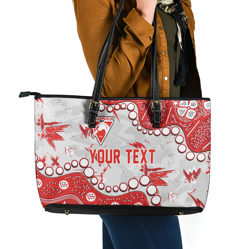 Personalized Sydney Swans Leather Tote Bag Aboriginal Pattern with Graffiti Style