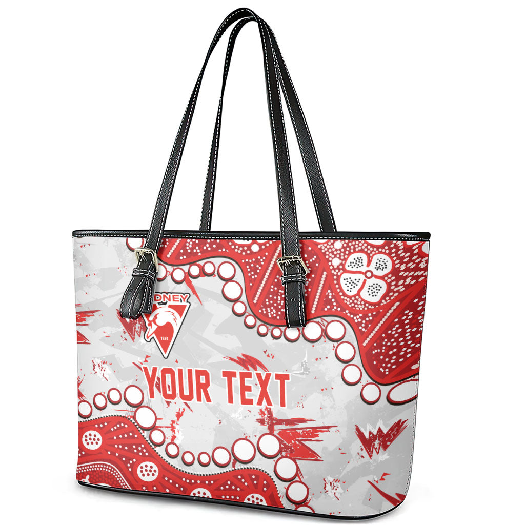 Personalized Sydney Swans Leather Tote Bag Aboriginal Pattern with Graffiti Style