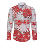 Personalized Sydney Swans Long Sleeve Button Shirt Aboriginal Pattern with Graffiti Style