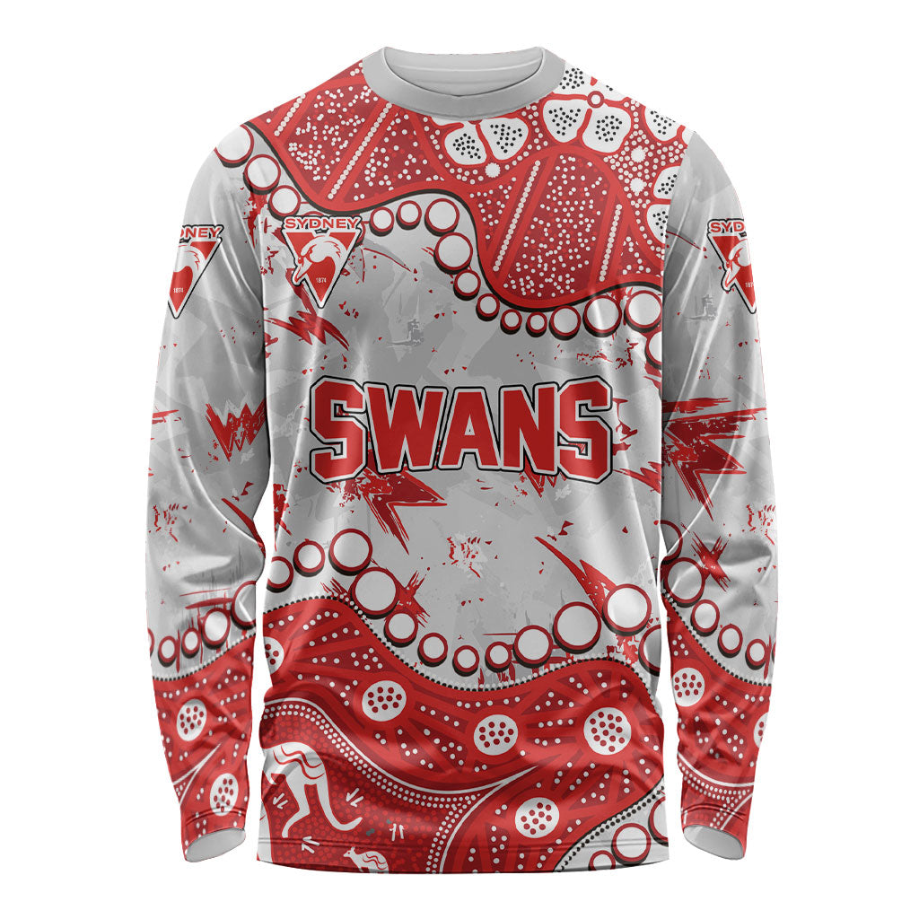 Personalized Sydney Swans Long Sleeve Shirt Aboriginal Pattern with Graffiti Style