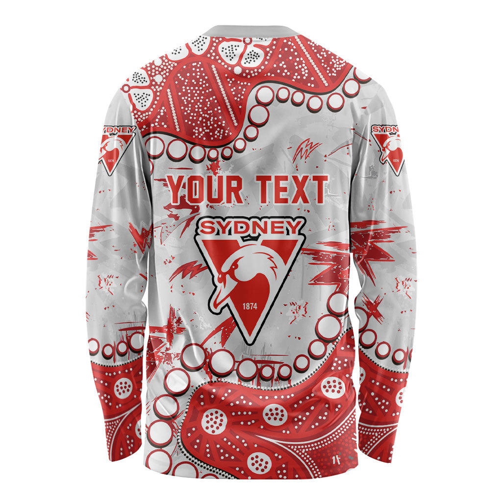 Personalized Sydney Swans Long Sleeve Shirt Aboriginal Pattern with Graffiti Style