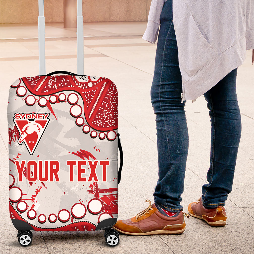 Personalized Sydney Swans Luggage Cover Aboriginal Pattern with Graffiti Style