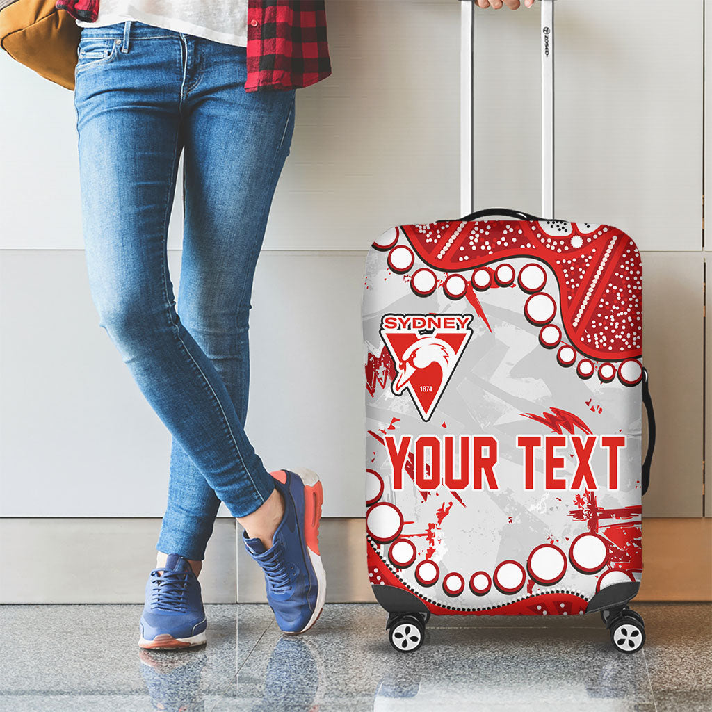 Personalized Sydney Swans Luggage Cover Aboriginal Pattern with Graffiti Style