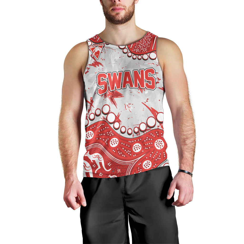 Personalized Sydney Swans Men Tank Top Aboriginal Pattern with Graffiti Style