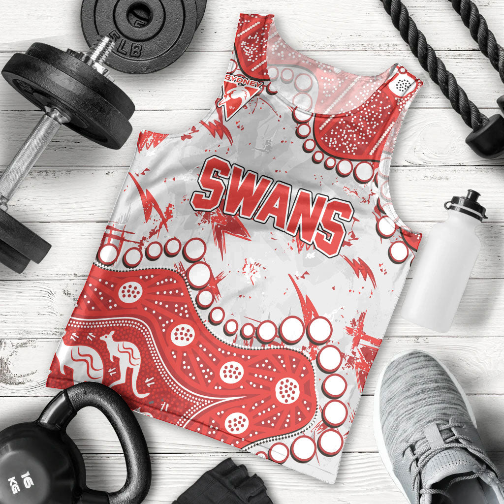 Personalized Sydney Swans Men Tank Top Aboriginal Pattern with Graffiti Style