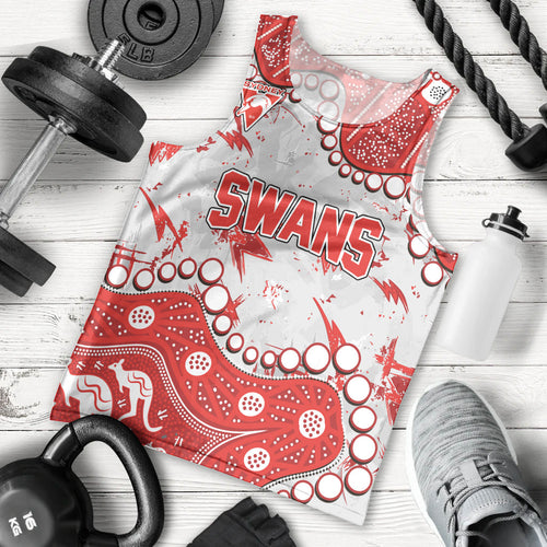 Personalized Sydney Swans Men Tank Top Aboriginal Pattern with Graffiti Style
