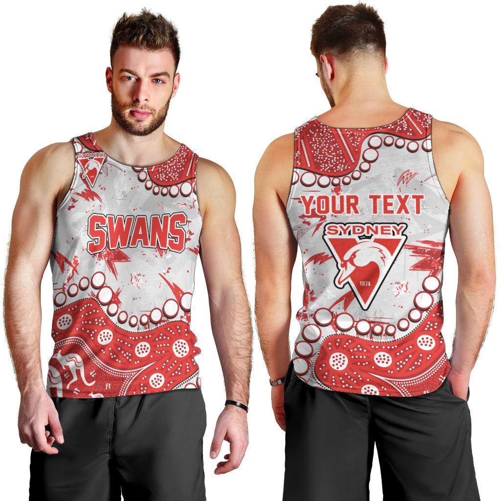 Personalized Sydney Swans Men Tank Top Aboriginal Pattern with Graffiti Style