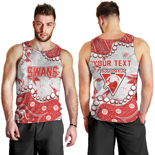 Personalized Sydney Swans Men Tank Top Aboriginal Pattern with Graffiti Style