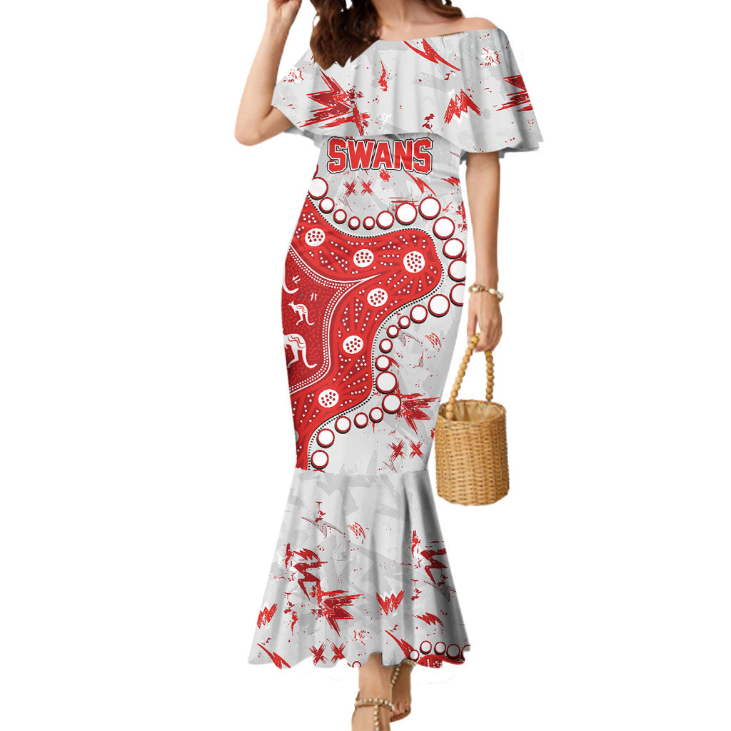 Personalized Sydney Swans Mermaid Dress Aboriginal Pattern with Graffiti Style