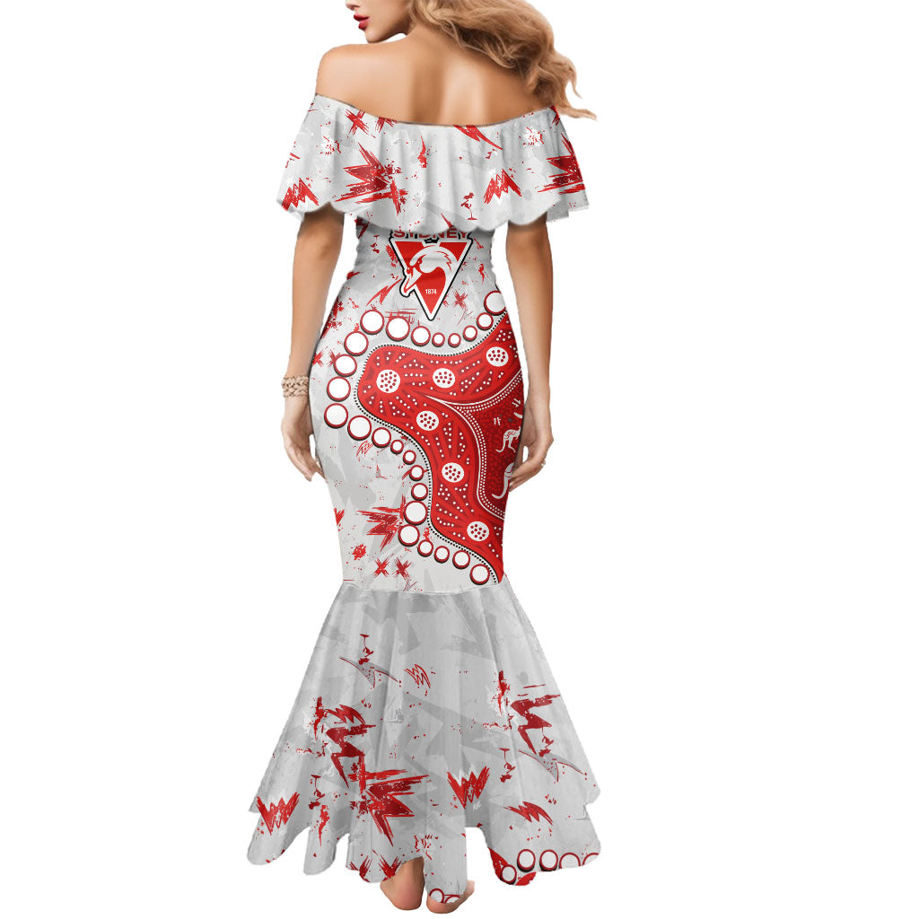Personalized Sydney Swans Mermaid Dress Aboriginal Pattern with Graffiti Style