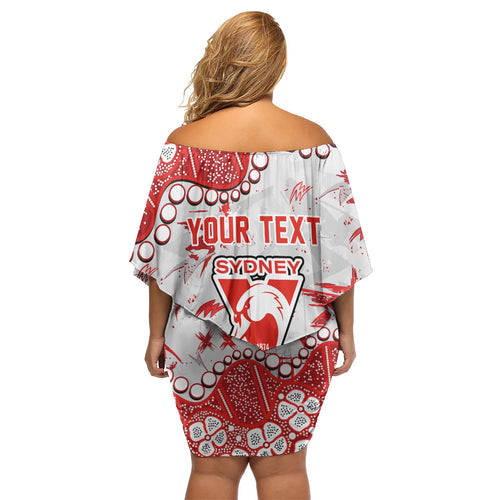 Personalized Sydney Swans Off Shoulder Short Dress Aboriginal Pattern with Graffiti Style
