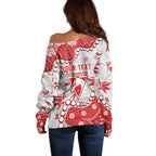 Personalized Sydney Swans Off Shoulder Sweater Aboriginal Pattern with Graffiti Style
