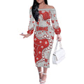 Personalized Sydney Swans Off The Shoulder Long Sleeve Dress Aboriginal Pattern with Graffiti Style