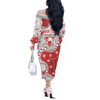 Personalized Sydney Swans Off The Shoulder Long Sleeve Dress Aboriginal Pattern with Graffiti Style
