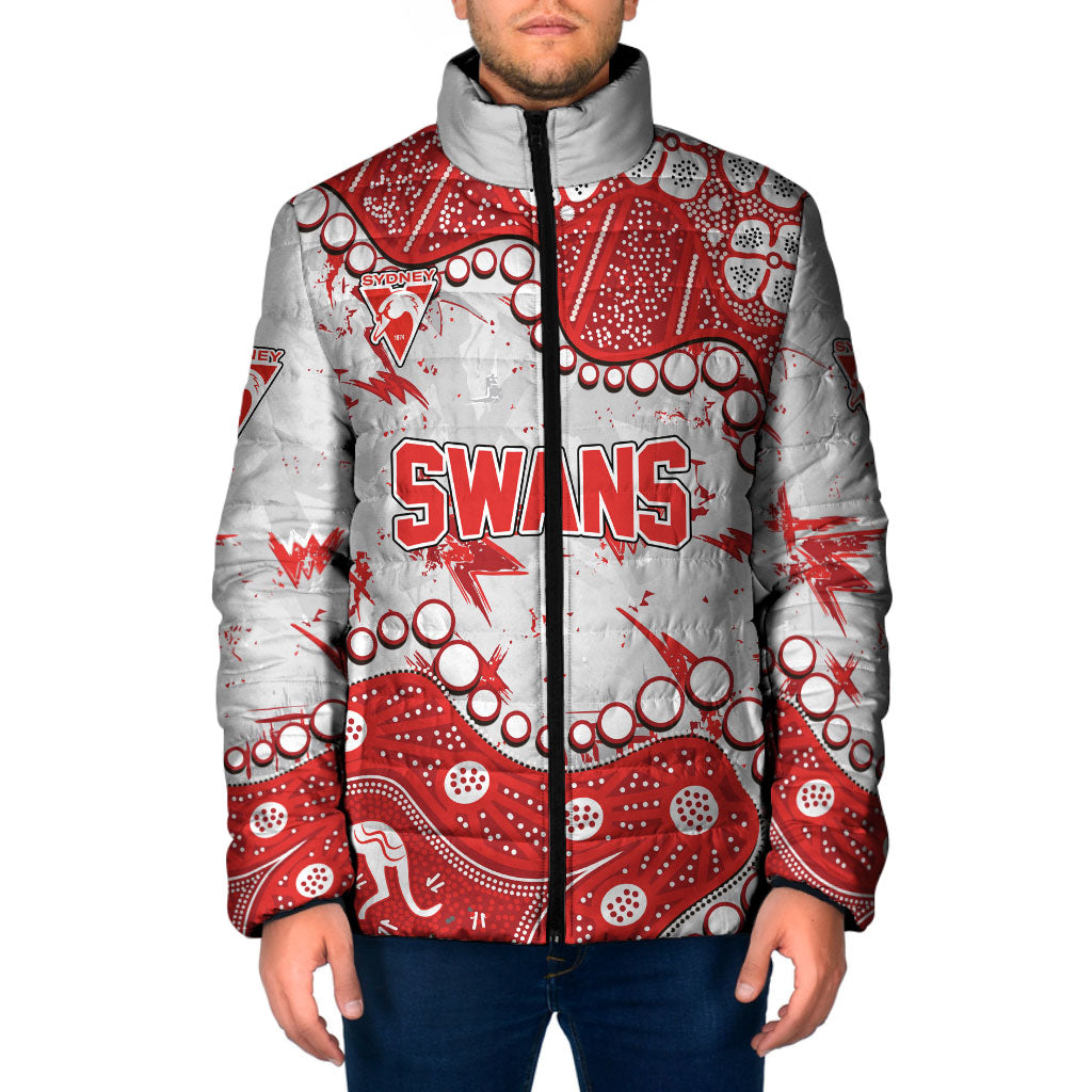 Personalized Sydney Swans Padded Jacket Aboriginal Pattern with Graffiti Style