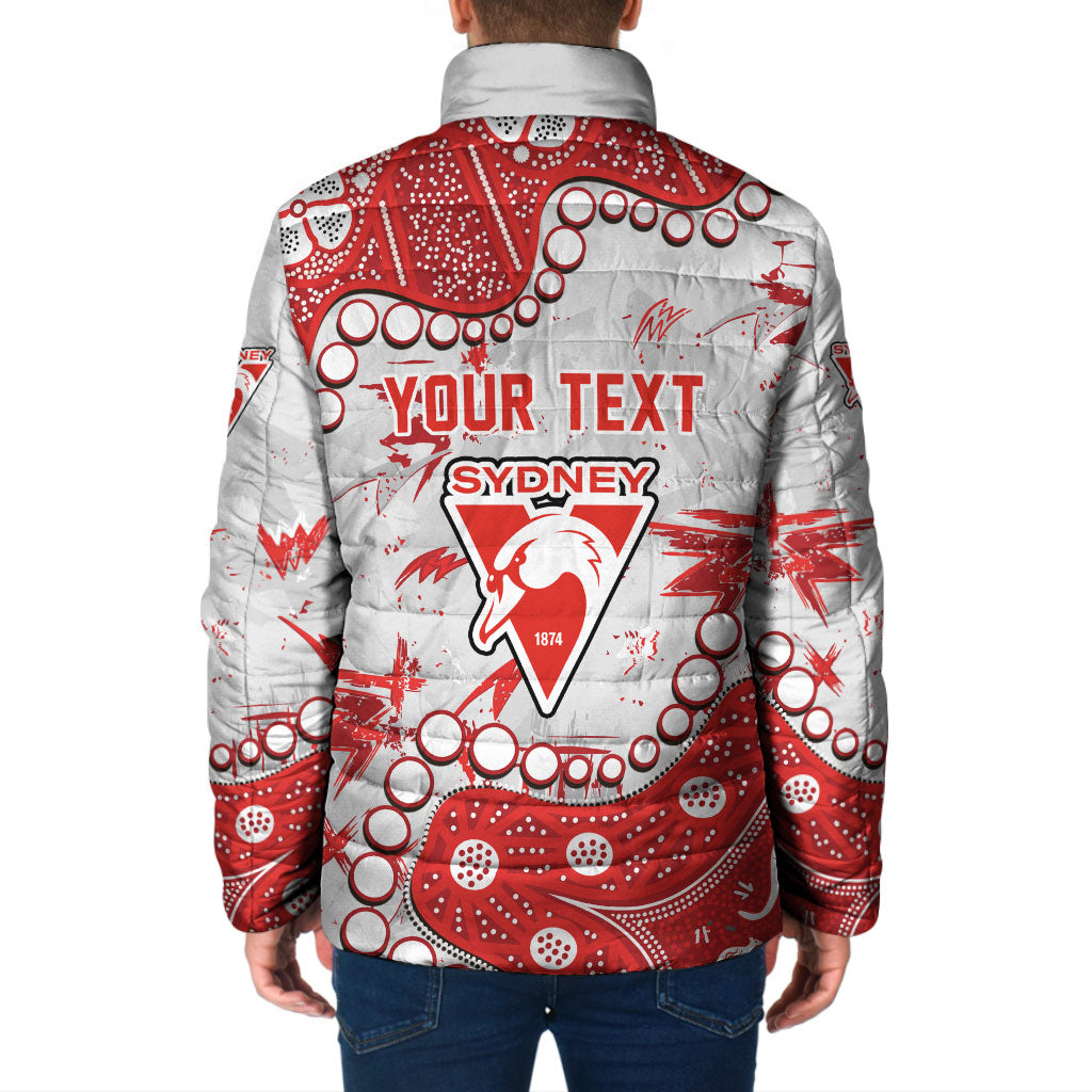 Personalized Sydney Swans Padded Jacket Aboriginal Pattern with Graffiti Style