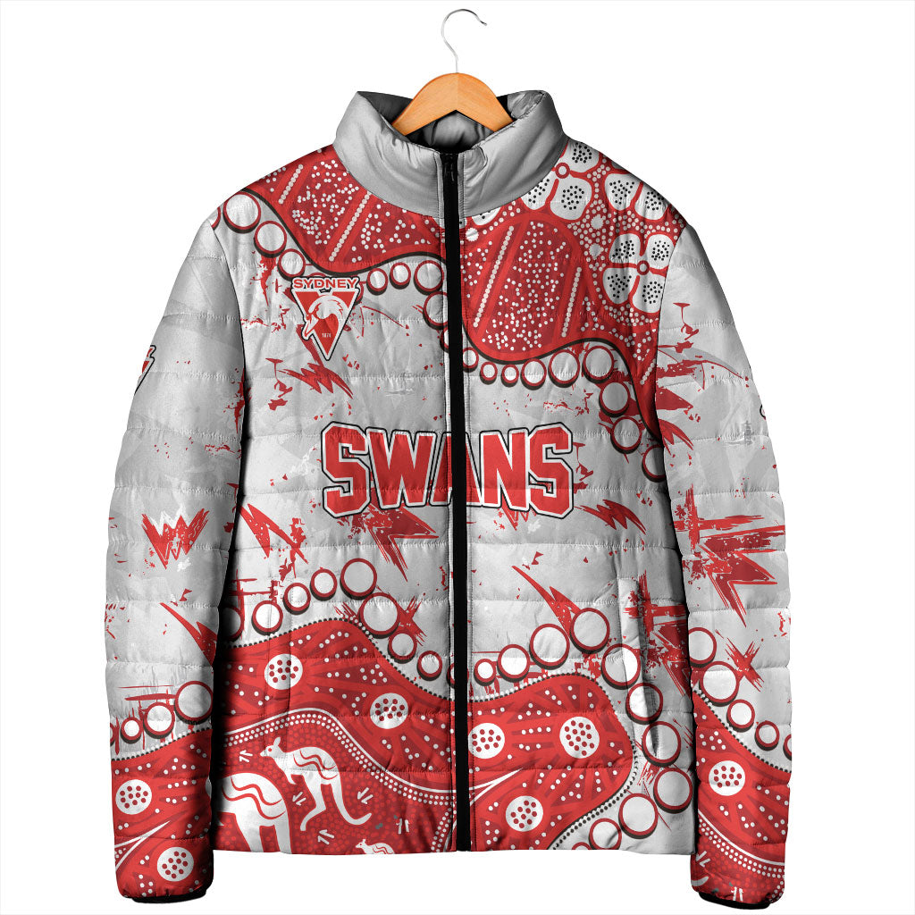 Personalized Sydney Swans Padded Jacket Aboriginal Pattern with Graffiti Style