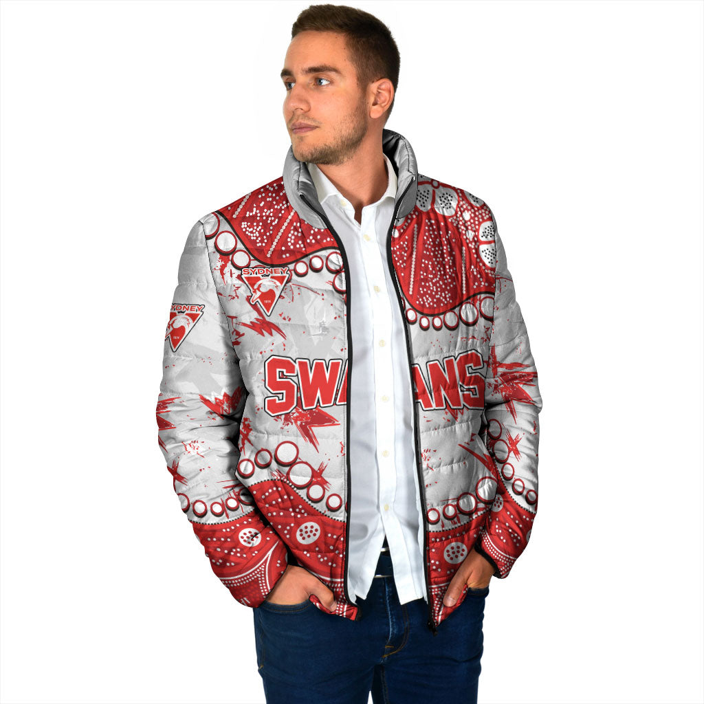 Personalized Sydney Swans Padded Jacket Aboriginal Pattern with Graffiti Style